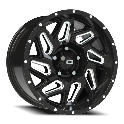 Vision 361 17x9 +12 5x127mm 78.1mm Gloss Black Milled Spokes