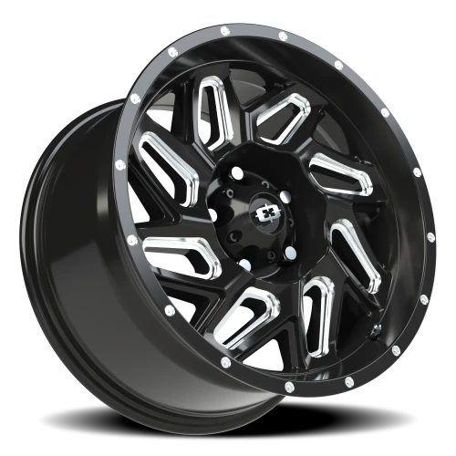 Vision 361 17x9 +12 5x127mm 78.1mm Gloss Black Milled Spokes