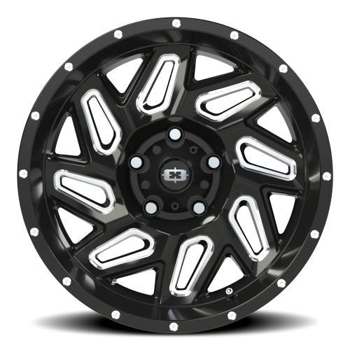 Vision 361 17x9 +12 5x127mm 78.1mm Gloss Black Milled Spokes