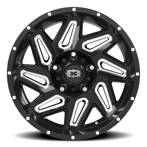 Vision 361 18x9 +12 5x139.7mm 108mm Gloss Black Milled Spokes