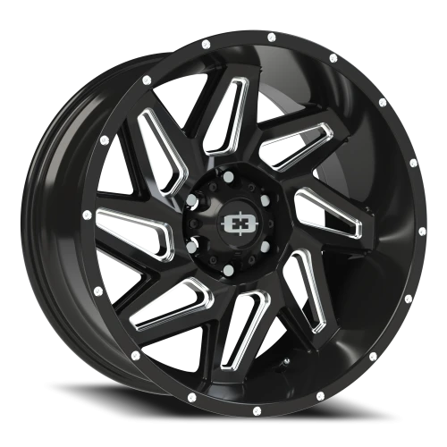 Vision 361 20x10 -25 6x139.7mm 106.2mm Gloss Black Milled Spokes