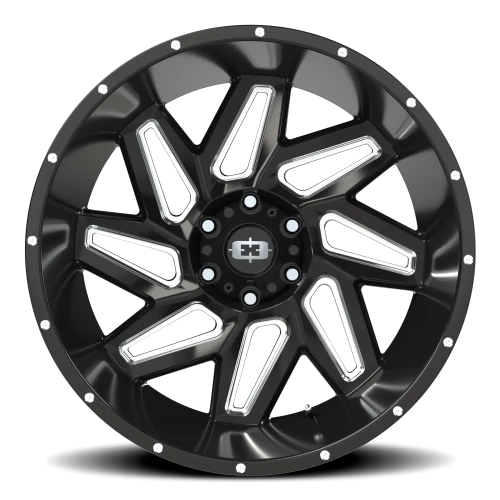 Vision 361 22x12 -57 6x139.7mm 106.2mm Gloss Black Milled Spokes