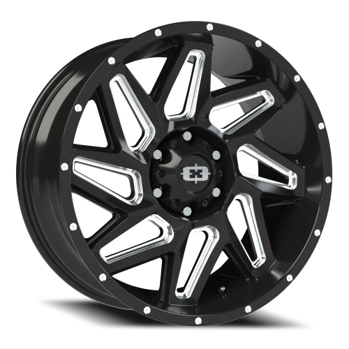 Vision 361 20x9 +12 6x139.7mm 106.2mm Gloss Black Milled Spokes