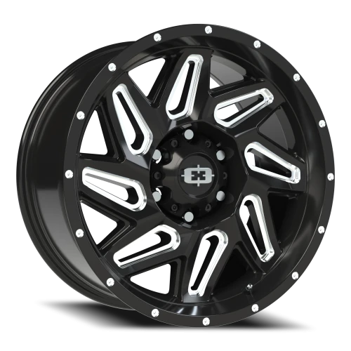 Vision 361 18x9 +12 6x139.7mm 106.2mm Gloss Black Milled Spokes