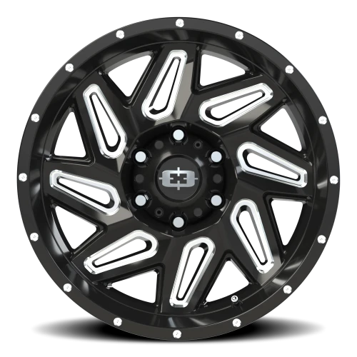 Vision 361 18x9 +12 6x139.7mm 106.2mm Gloss Black Milled Spokes