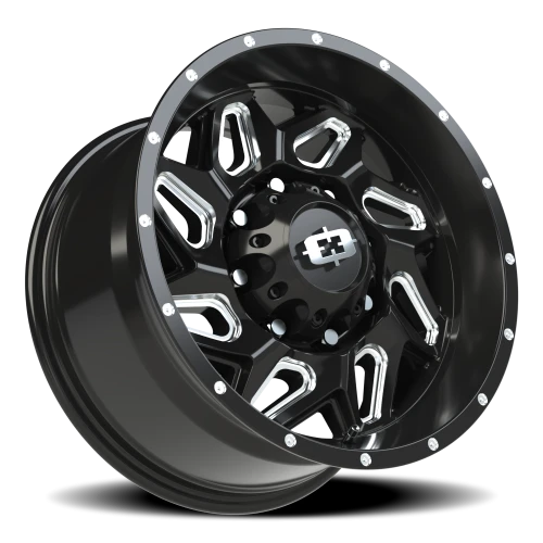 Vision 361 17x9 +12 8x165.1mm 125.2mm Gloss Black Milled Spokes