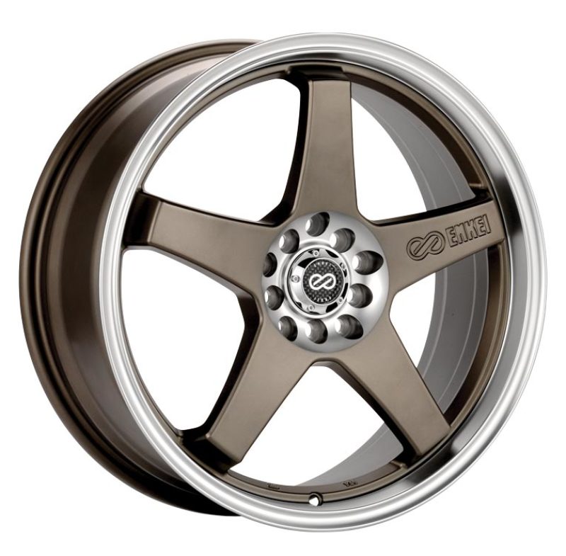 Enkei EV5 17x7 4x100/114.3 38mm Offset 72.6 Bore Diameter Matte Bronze w/ Machined Lip Wheel-Wheels - Cast-Enkei-