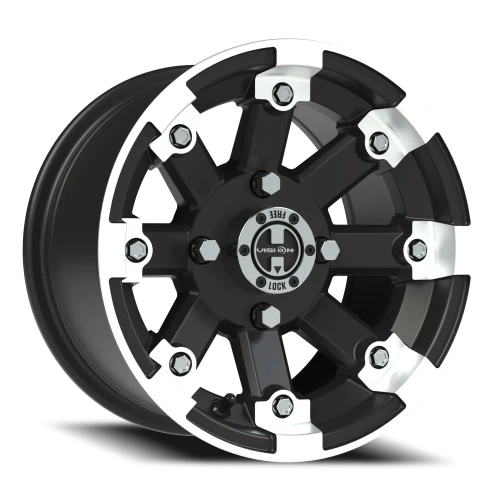 Vision 393 12x7 +3 4x110mm 86mm Matte Black Machined Lip