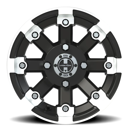 Vision 393 12x7 +3 4x110mm 86mm Matte Black Machined Lip
