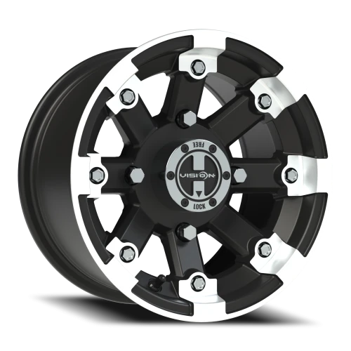 Vision 393 12x7 +3 4x136mm 110.5mm Matte Black Machined Lip