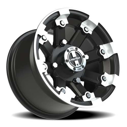 Vision 393 12x7 +3 4x136mm 110.5mm Matte Black Machined Lip