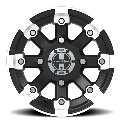 Vision 393 12x7 +3 4x136mm 110.5mm Matte Black Machined Lip