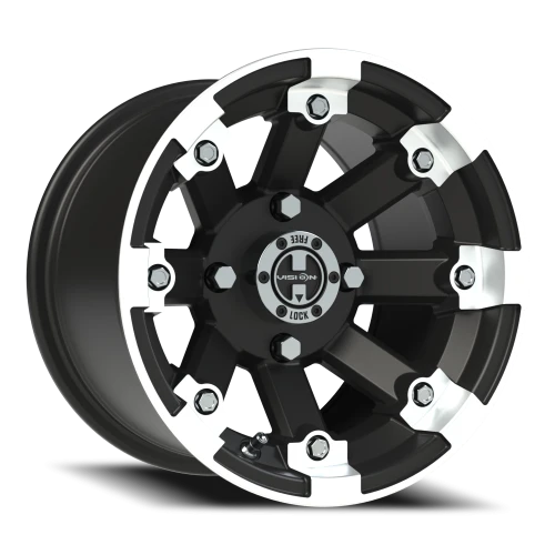 Vision 393 12x8 -10 4x110mm 86mm Matte Black Machined Lip