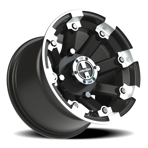 Vision 393 12x8 -10 4x136mm 110.5mm Matte Black Machined Lip