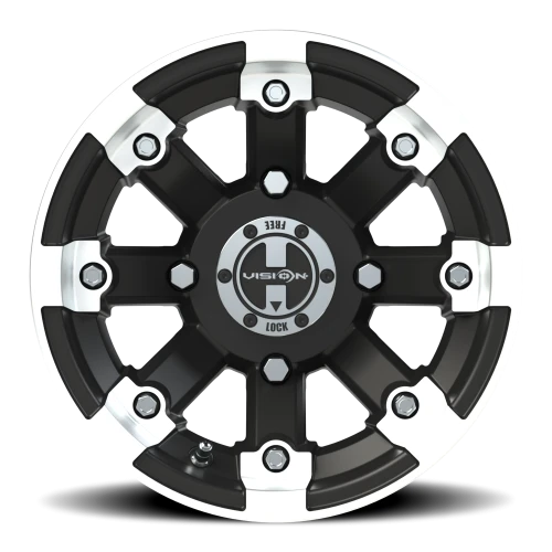Vision 393 12x8 -10 4x136mm 110.5mm Matte Black Machined Lip