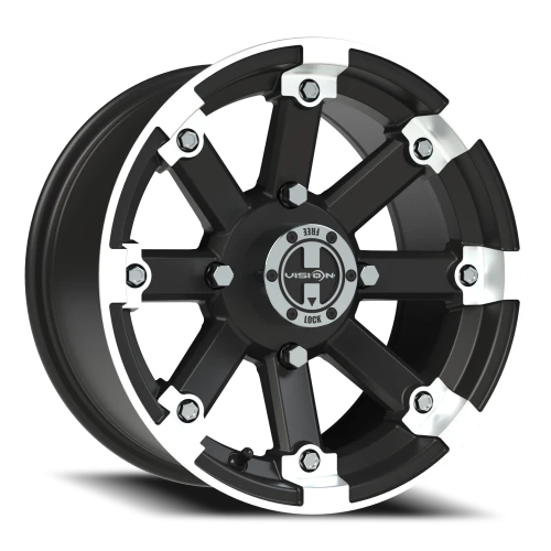 Vision 393 14x7 +3 4x136mm 110.5mm Matte Black Machined Lip