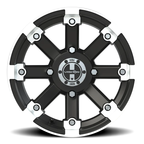 Vision 393 14x7 +3 4x136mm 110.5mm Matte Black Machined Lip
