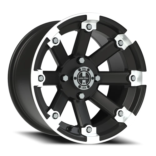 Vision 393 14x8 -10 4x110mm 86mm Matte Black Machined Lip