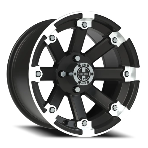 Vision 393 14x8 -10 4x101.6mm 69.85mm Matte Black Machined Lip