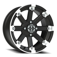 Vision 393 15x7 +3 4x110mm 86mm Matte Black Machined Lip