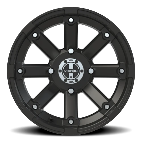 Vision 393 15x8 -10 4x110mm 86mm Matte Black Machined Lip