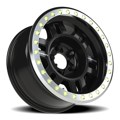 Vision 398 17x8.5 -15 5x114.3mm 83mm Gloss Black Machined Ring