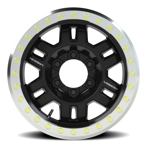 Vision 398 17x8.5 -15 6x139.7mm 110mm Gloss Black Machined Ring