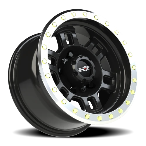 Vision 398 15x8 -19 5x139.7mm 110mm Gloss Black Machined Lip