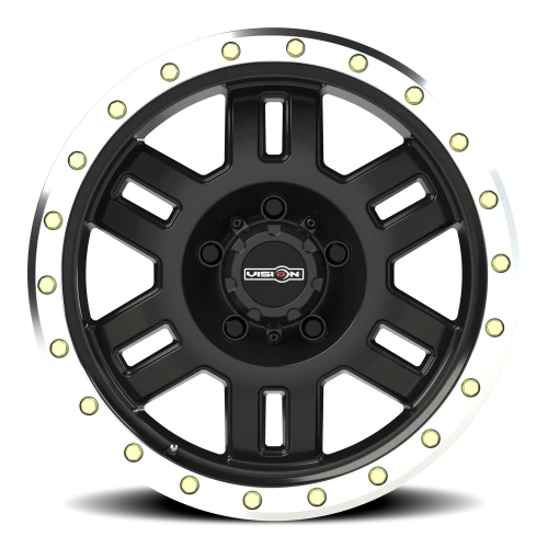 Vision 398 18x9 +18 5x139.7mm 108mm Gloss Black Machined Lip