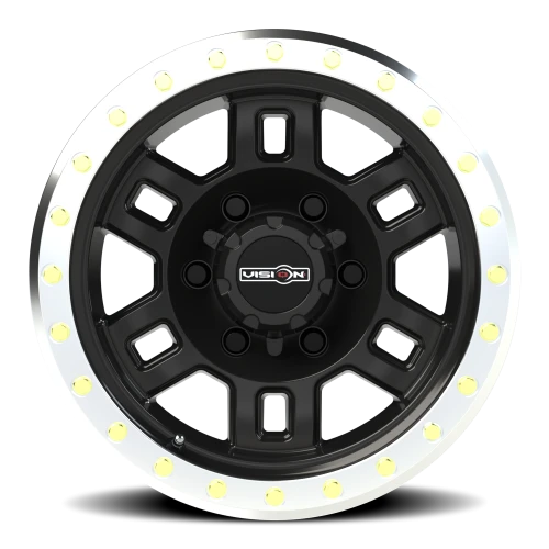 Vision 398 15x8 -19 6x139.7mm 110mm Gloss Black Machined Lip