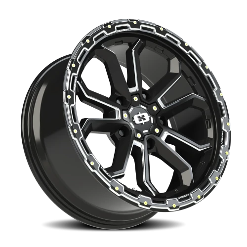 Vision 405 20x9 -12 5x139.7mm 108mm Gloss Black Milled Spoke