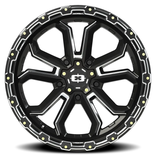 Vision 405 20x9 -12 5x139.7mm 108mm Gloss Black Milled Spoke