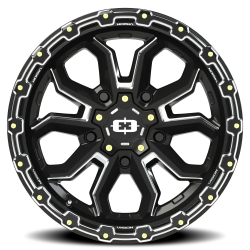 Vision 405 17x9 +12 5x114.3mm 83mm Gloss Black Milled Spoke