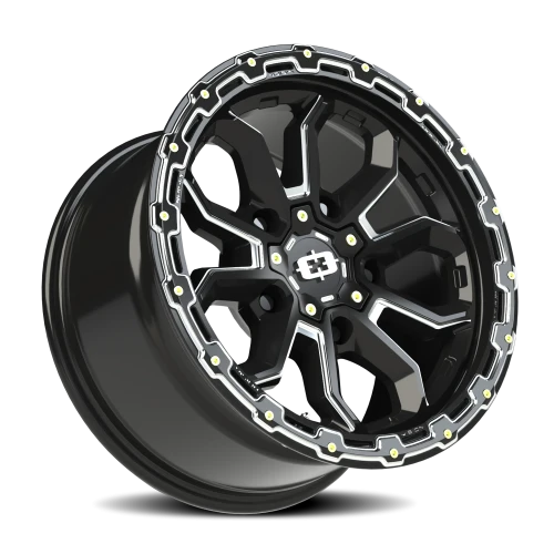 Vision 405 17x9 -12 5x139.7mm 108mm Gloss Black Milled Spoke