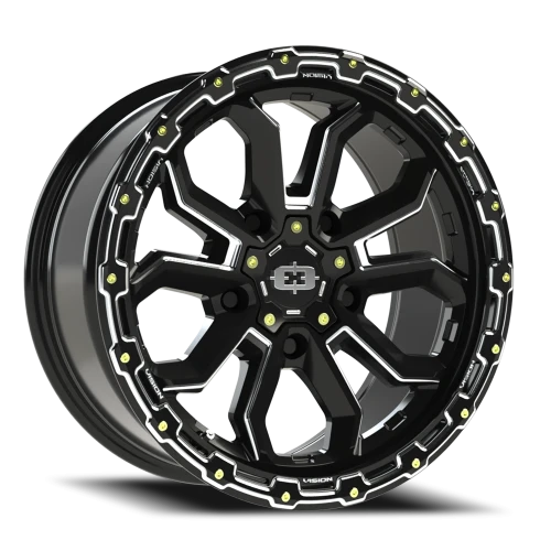 Vision 405 18x9 +12 5x150mm 110.2mm Gloss Black Milled Spoke