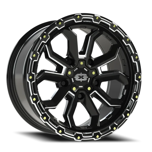 Vision 405 18x9 +12 5x139.7mm 108mm Gloss Black Milled Spoke