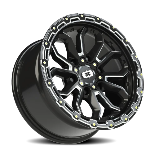 Vision 405 17x9 -12 6x139.7mm 106.2mm Gloss Black Milled Spoke