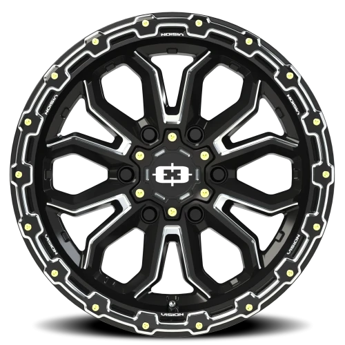 Vision 405 17x9 -12 6x139.7mm 106.2mm Gloss Black Milled Spoke