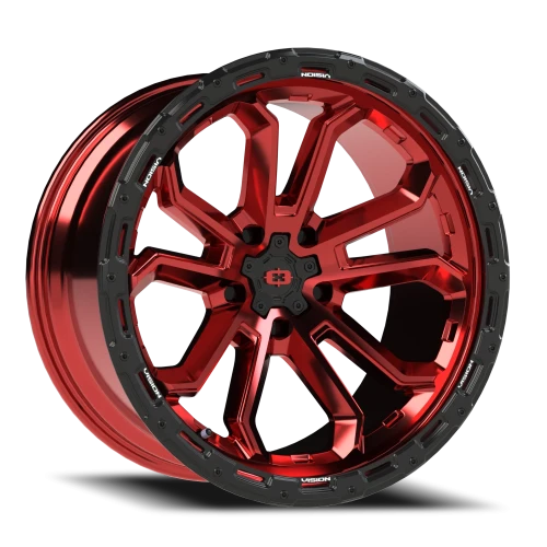 Vision 405 20x10 -25 5x127mm 78.1mm Gloss Red Black Lip