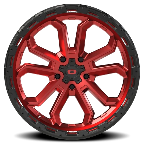 Vision 405 20x9 +10 5x127mm 78.1mm Gloss Red Black Lip