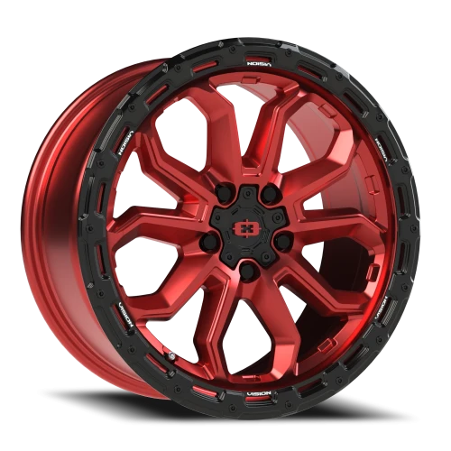 Vision 405 17x8 +30 5x120mm 76.1mm Gloss Red Black Lip