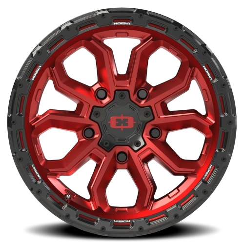 Vision 405 17x9 -12 5x127mm 78.1mm Gloss Red Black Lip