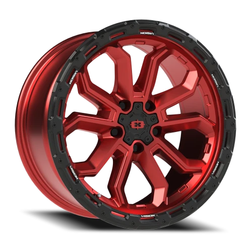 Vision 405 18x9 +12 5x139.7mm 108mm Gloss Red Black Lip
