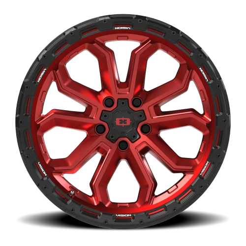 Vision 405 18x9 +12 5x139.7mm 108mm Gloss Red Black Lip