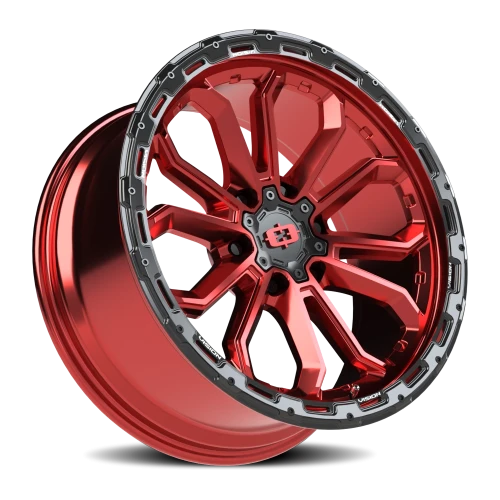 Vision 405 20x9 +12 6x135mm 87.1mm Gloss Red Black Lip