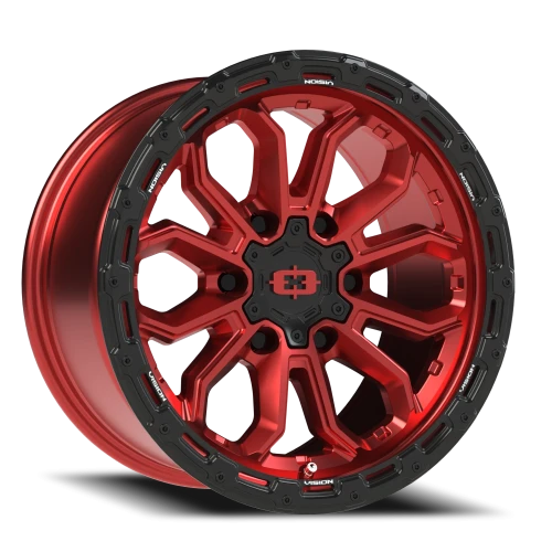 Vision 405 17x9 -12 6x139.7mm 106.2mm Gloss Red Black Lip