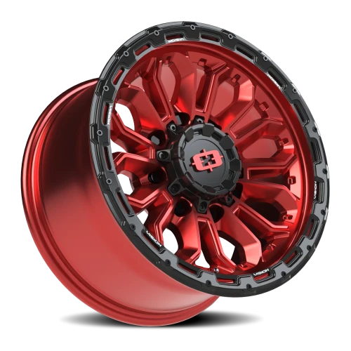 Vision 405 17x9 -12 8x170mm 125.2mm Gloss Red Black Lip
