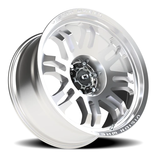 Vision 409 20x9.5 -18 6x139.7mm 110mm Machined Silver Black Center Cap-Milled Machined Cap