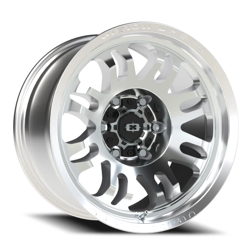 Vision 409 17x9.5 -18 6x139.7mm 110mm Machined Silver Black Center Cap-Milled Machined Cap