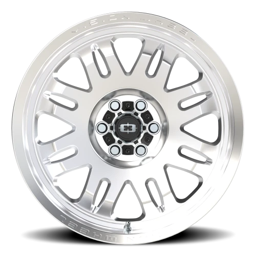 Vision 409 18x8.5 +0 6x114.3mm 71.5mm Machined Silver Black Center Cap-Milled Machined Cap